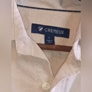 Daniel Cremieux Large Light Beige 100% Cotton Casual Button-Down Shirt Office